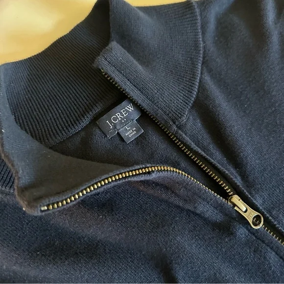 J.Crew Mens Navy Blue 100% Cotton Half Zip Sweater Size Large-B35 - Picture 6 of 10